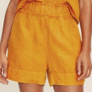 NEW! LOU & GREY Pull On Elastic Waist Flat Front Linen Pull On Shorts Large.